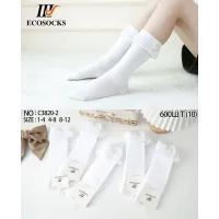 Дитячі білі гольфи Ecosocks C3820-2 з мереживом 8-12 років оптом