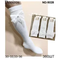 Дитячі білі гольфи з бантиком і камінням 30-33 Deoiros 6028